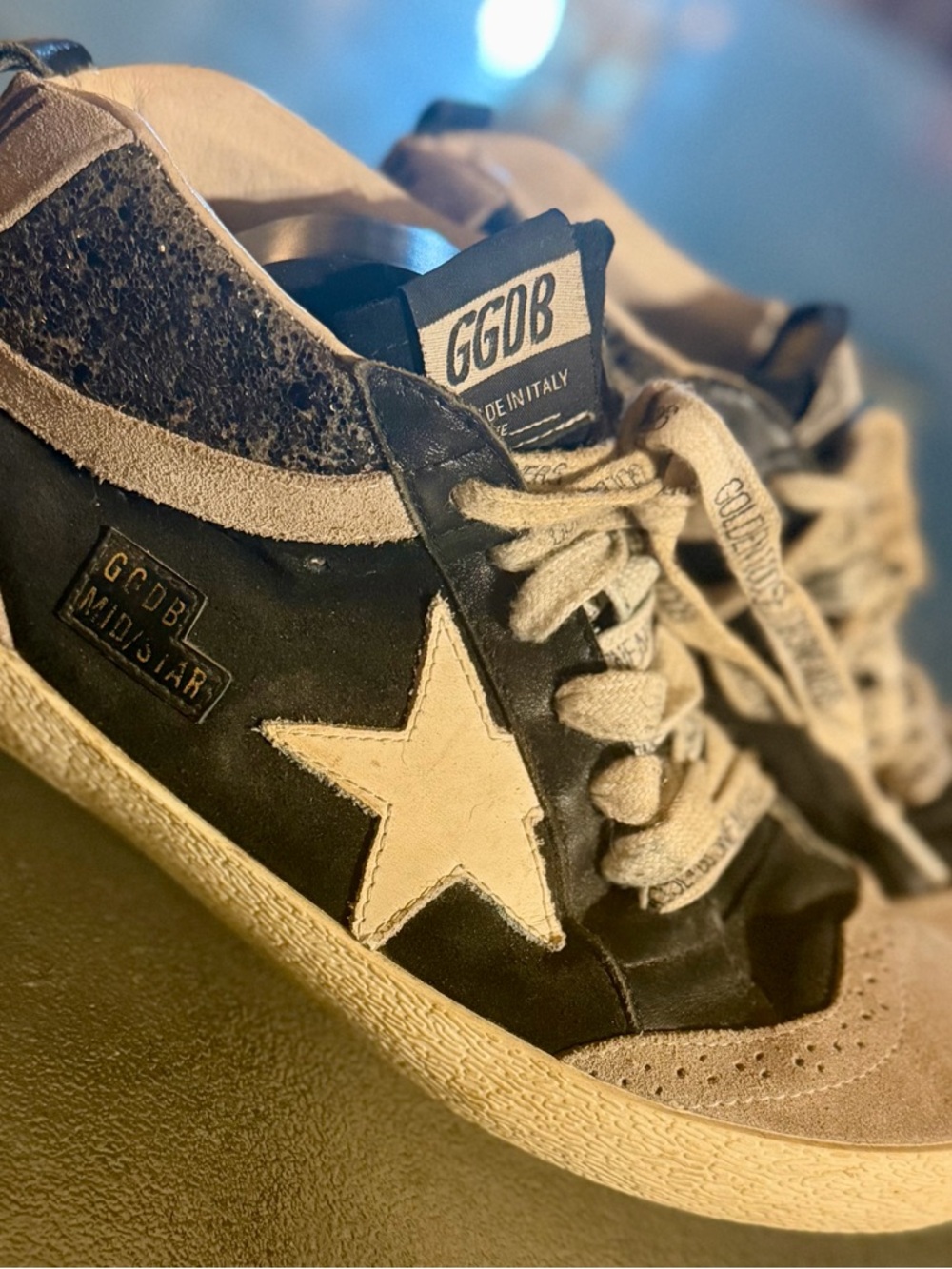 Golden Goose Black, Cream & Tan Superstar Sneakers